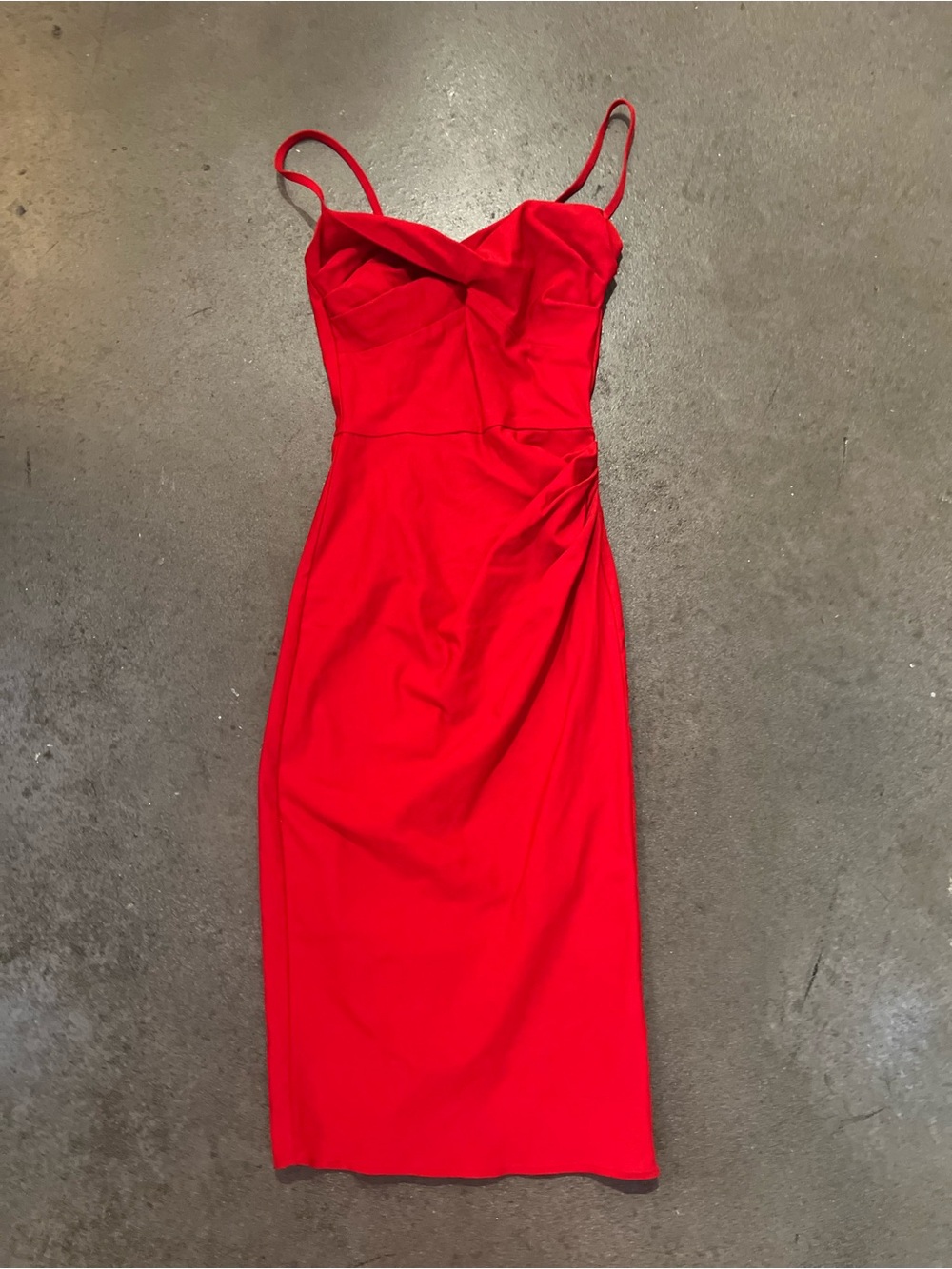 Stop Staring Bold Red Spaghetti-Strap Midi Dress